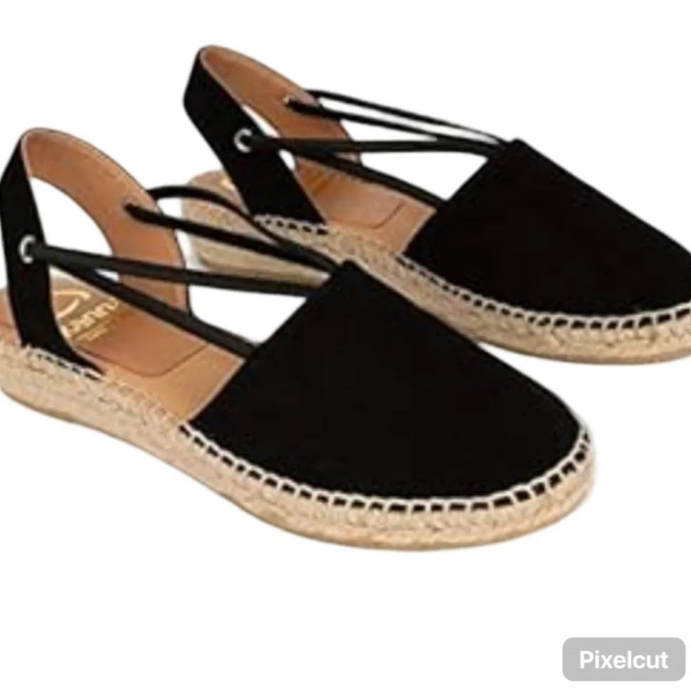 Kanna Thanos Black Suede Espadrille Sandals Size 38 EU (US 7.5) Ankle Strap